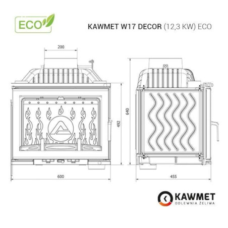 Kominek żeliwny KAWMET W17 Decor 12,3 kW ECO