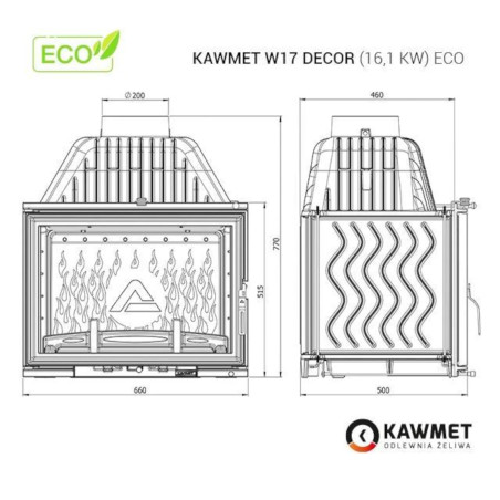 Kominek żeliwny KAWMET W17 Decor 16,1 kW ECO