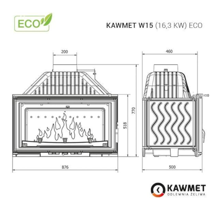 Kominek żeliwny KAWMET W15 16,3 kW ECO