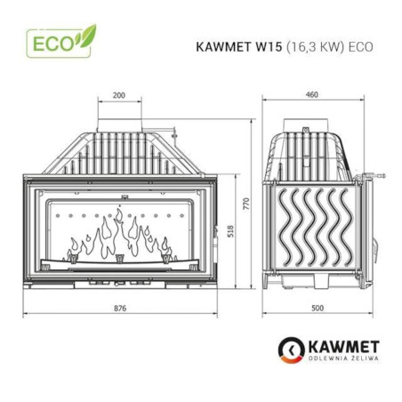 Kominek żeliwny KAWMET W15 16,3 kW ECO