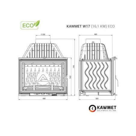 Kominek żeliwny KAWMET W17 16,1 kW ECO